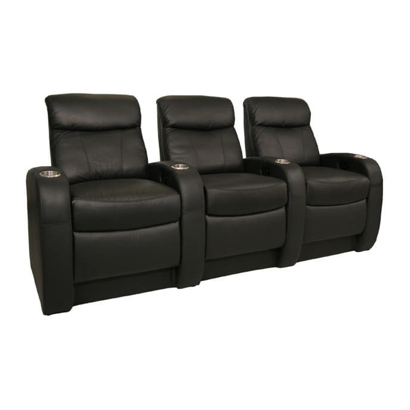 Curved Home Theater Seating Row on Tiered Riser Platform
