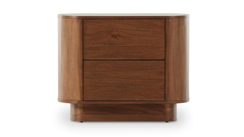 Curved Wood Nightstand, Pill-Shaped Mid-Century Modern Bedside Table