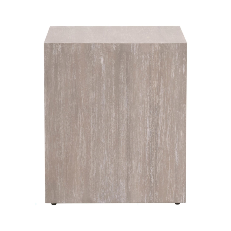 Cylindrical End Table, Gray Finish, Round Dovetail Drum Base Design