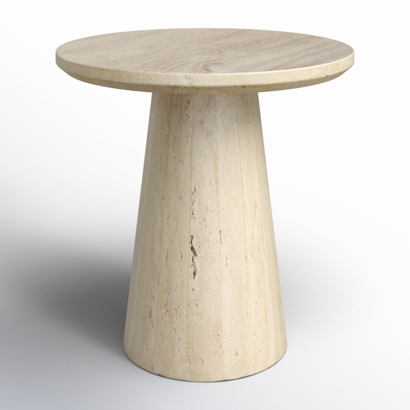 Cylindrical End Table Mottled Stone Texture Organic Modern Styling