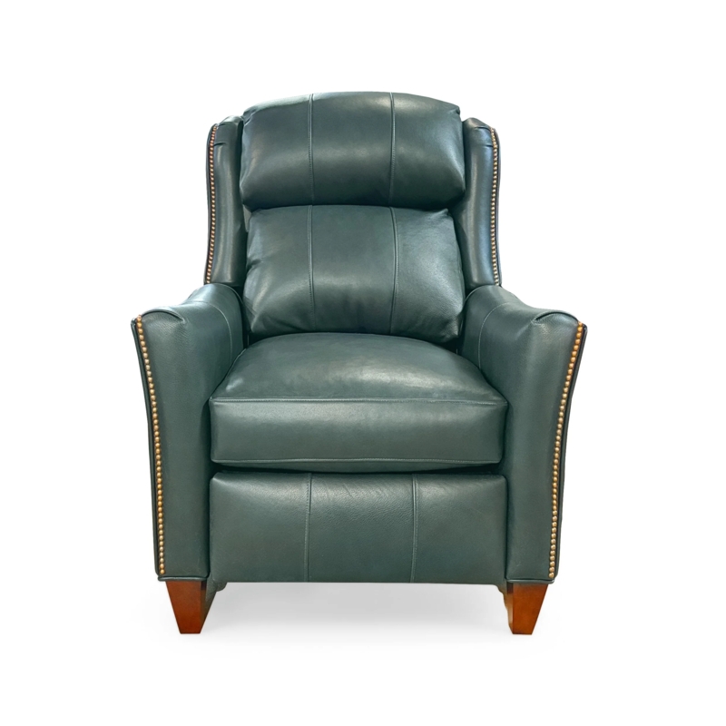 Dark Brown Leather-Like High-Leg Recliner with Classic Rolled Arms