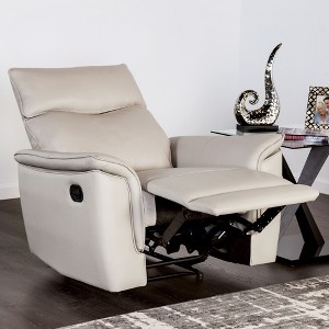 Dark Brown Leather-Like Manual Recliner with Flared Pillow-Top Arms