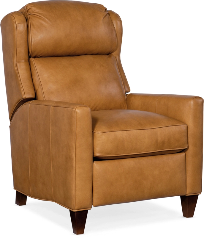 Dark Brown Leather-Like Recliner with Rolled Arms & Nailhead Trim