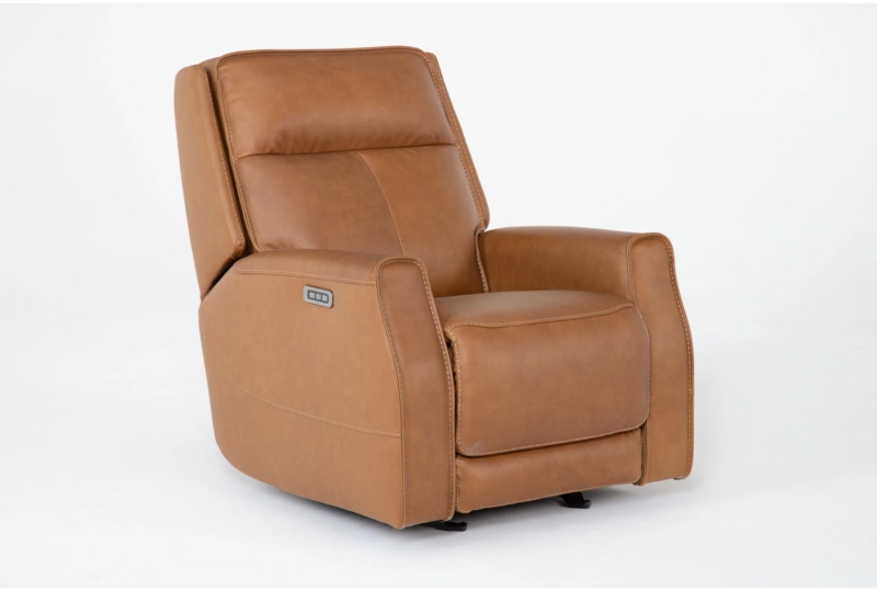 Dark Brown Power Reclining Armchair with Overstuffed Silhouette