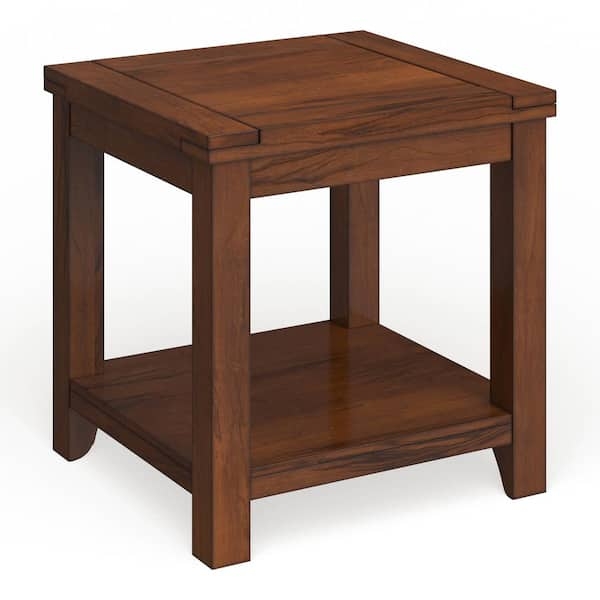 Dark Cherry Rectangular End Table with Lower Shelf