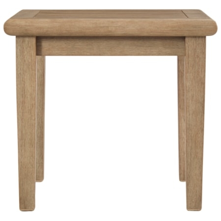 Dark Espresso End Table with Chunky Block Legs and Plank-Style Top
