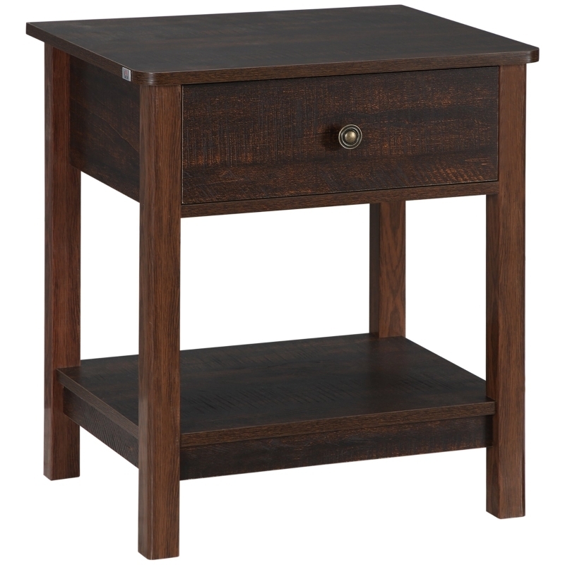 Dark Espresso End Table with Drawer and Shelf Combo