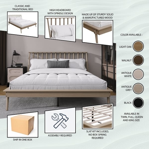 Dark Wood Bedroom Set 4-Piece Transitional Style Tapered Feet