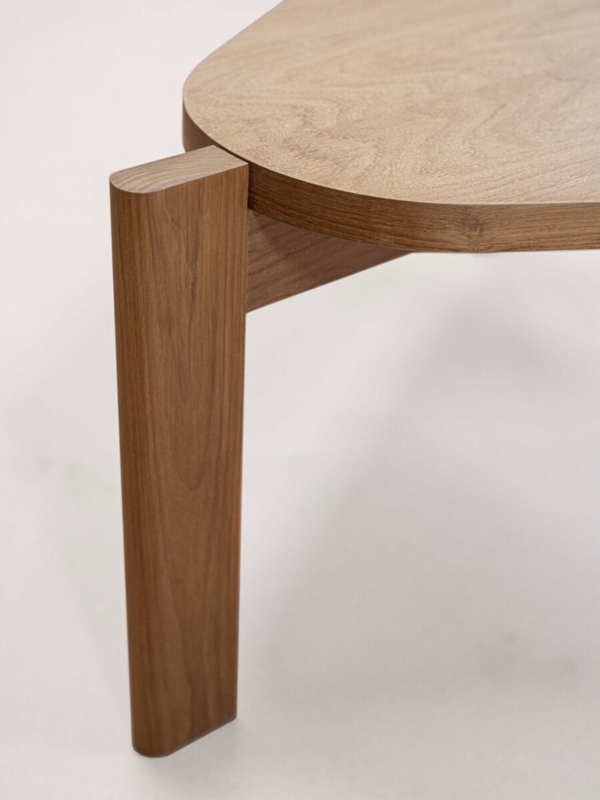 Dark Wood Coffee Table with Tapered Tripod Legs and Rounded Edges