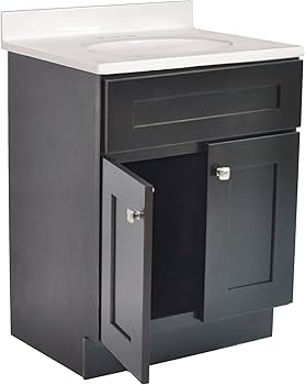 Design House Brookings 25 Inch Bathroom Vanity with Top, Ready to Assemble,  Brown, 584755 -