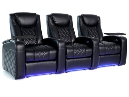 Diamond Quilted Leather Power Recliner Chair with LED Base Lighting