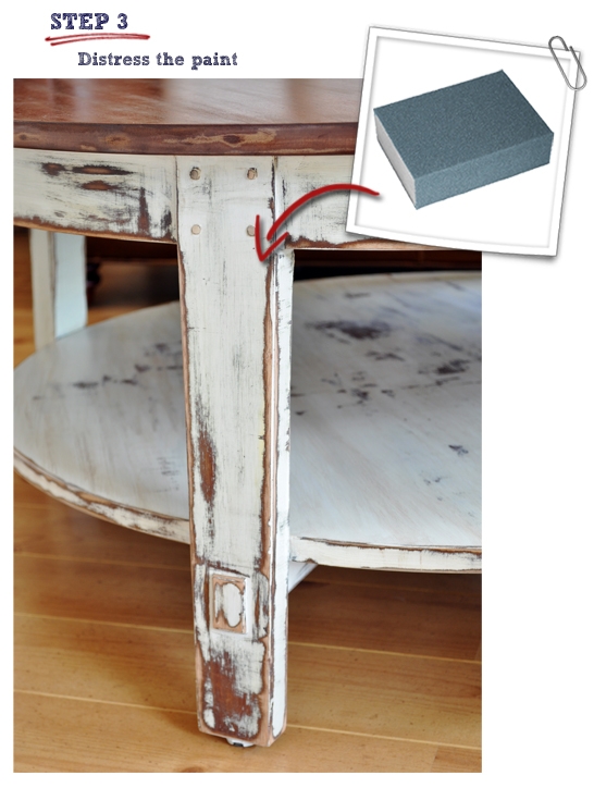 Distressed Whitewash Coffee Table featuring Classic Turned Legs