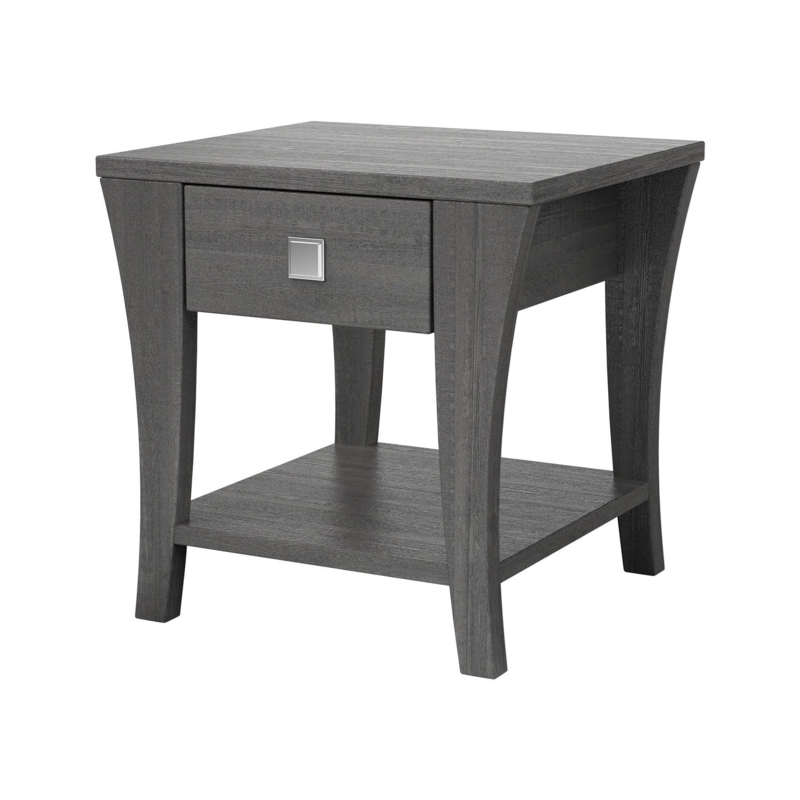 Distressed Wood End Table featuring Curved Cabriole Legs and Drawer
