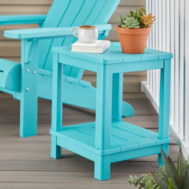 Durable Adirondack Side Table with Two-Tier Slatted Top