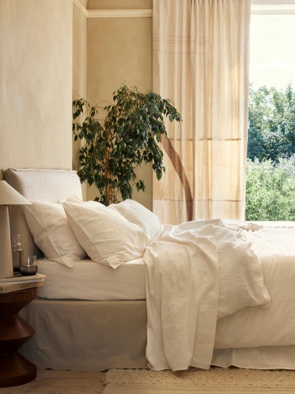 Duvet Cover, Pearl Linen-Blend with Rumpled Texture