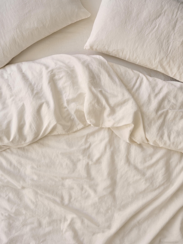 Duvet Cover, Pearl White Linen-Blend with Relaxed Fit