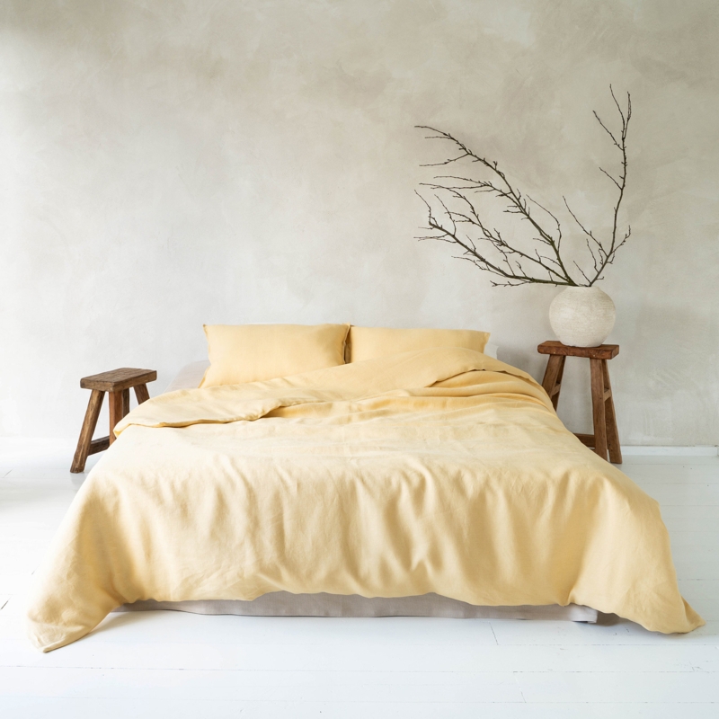 Duvet Cover Set with Natural Linen Texture and Matching Shams