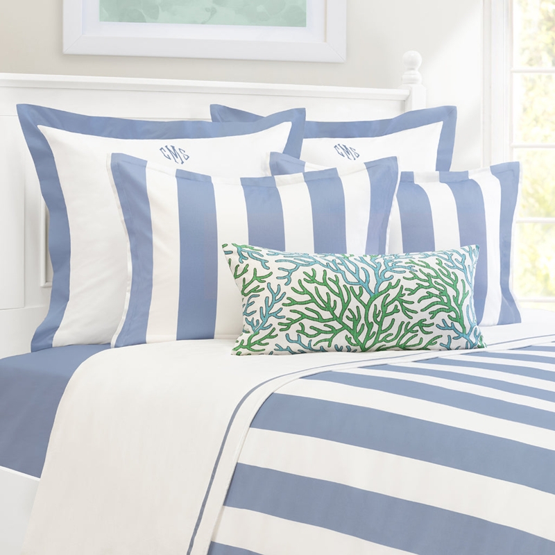 Duvet Cover White Embroidery Detail Blue Hue Cotton Fabric