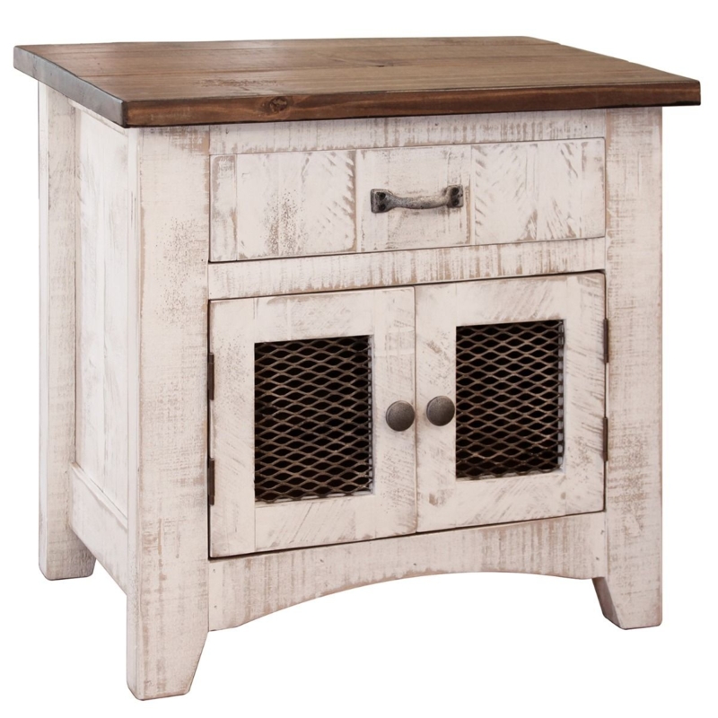 Enclosed Farmhouse Nightstand Cabinet with Drawer and Barn Doors