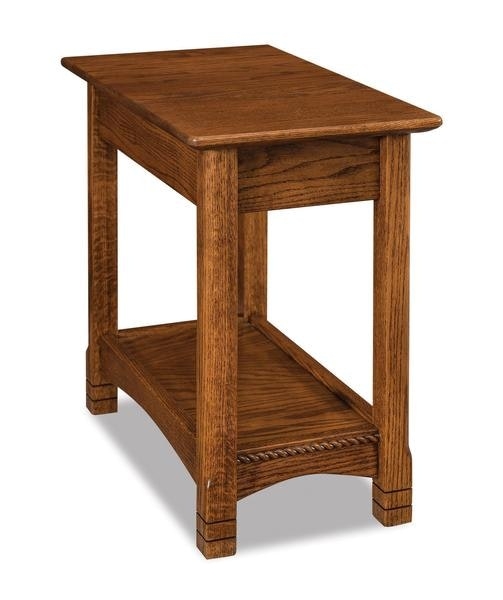 End Table Arched Side Rails Traditional Wood Chairside Storage