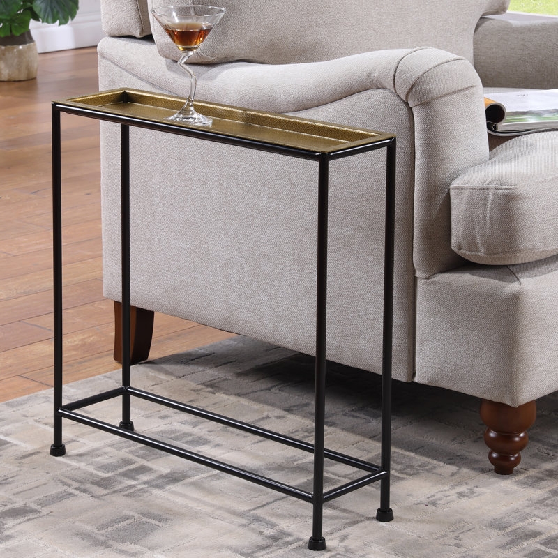 End Table Black Metal X Frame Base, Industrial Living Room End Table