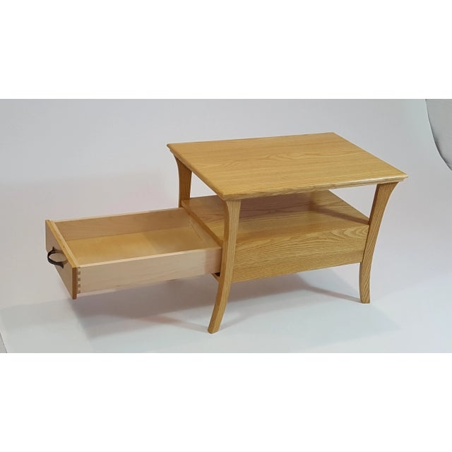 End Table Blonde Wood Square Flush Legs Minimalist Scandi Style