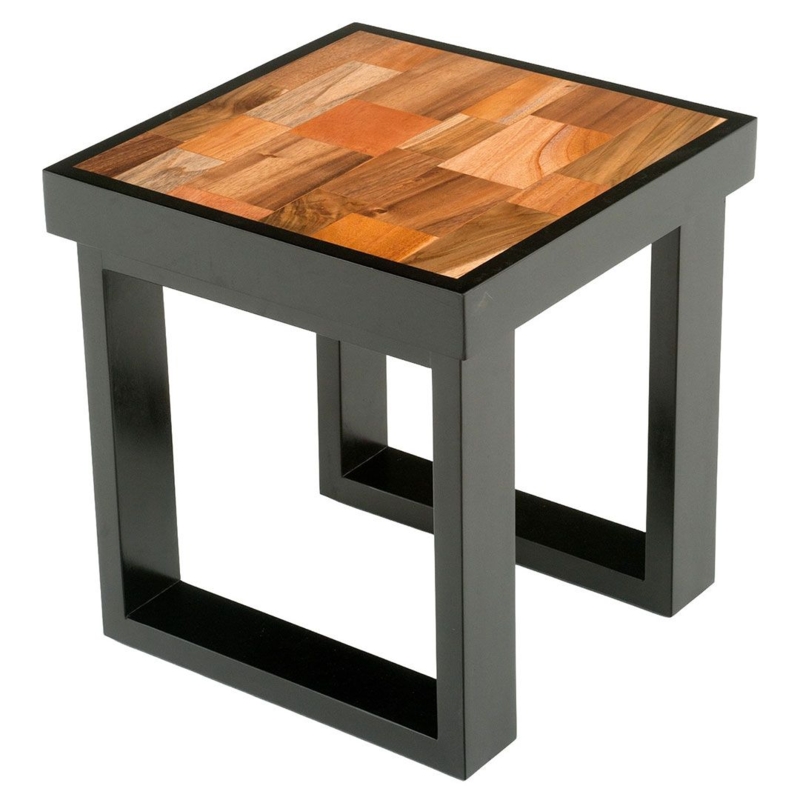 End Table Butcher Block Top Thick Wood Shelf Urban Rustic Metal Frame