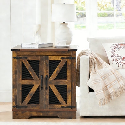 End Table Charging Station Industrial Three Tier USB Ports Metal Wood