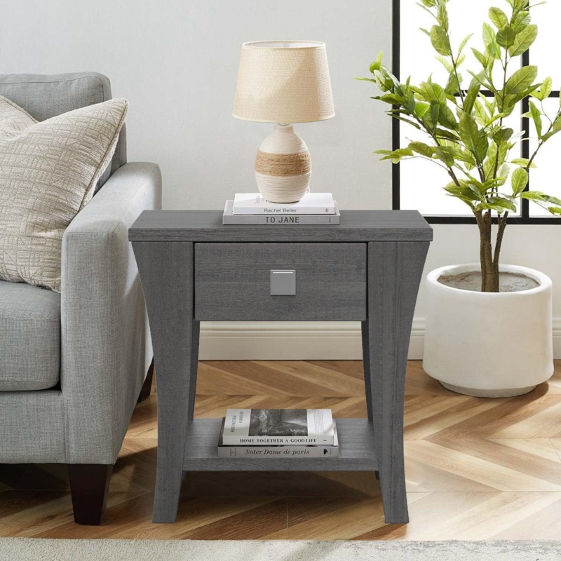 End Table Circular Silhouette, Transitional Curved Legs Grey