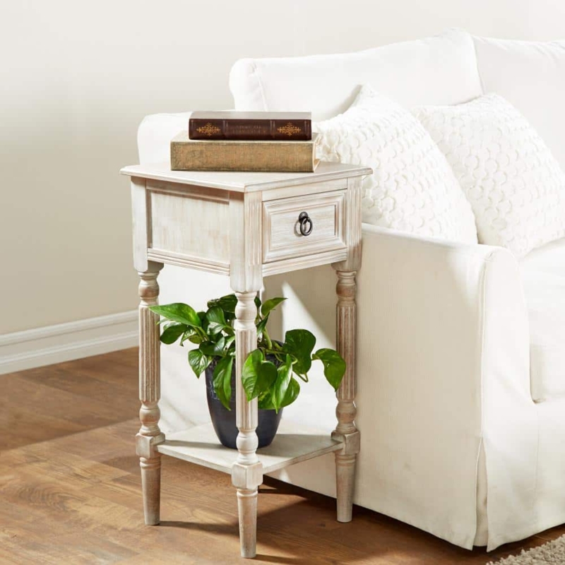 End Table Classic Rectangular with Single Drawer and Lower Shelf