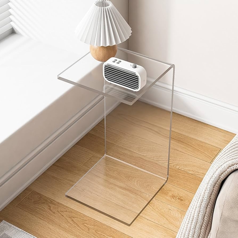 End Table, Clear Acrylic C-Shaped Cantilever