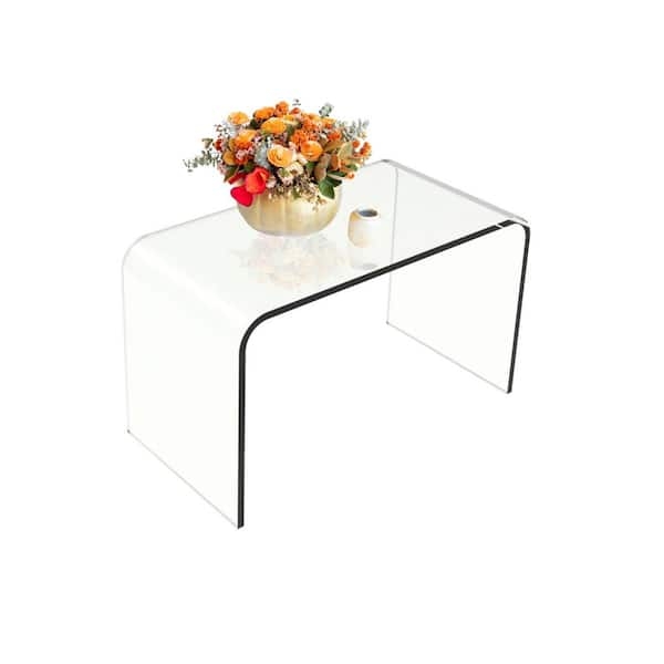 End Table, Clear Acrylic Cantilever C-Style