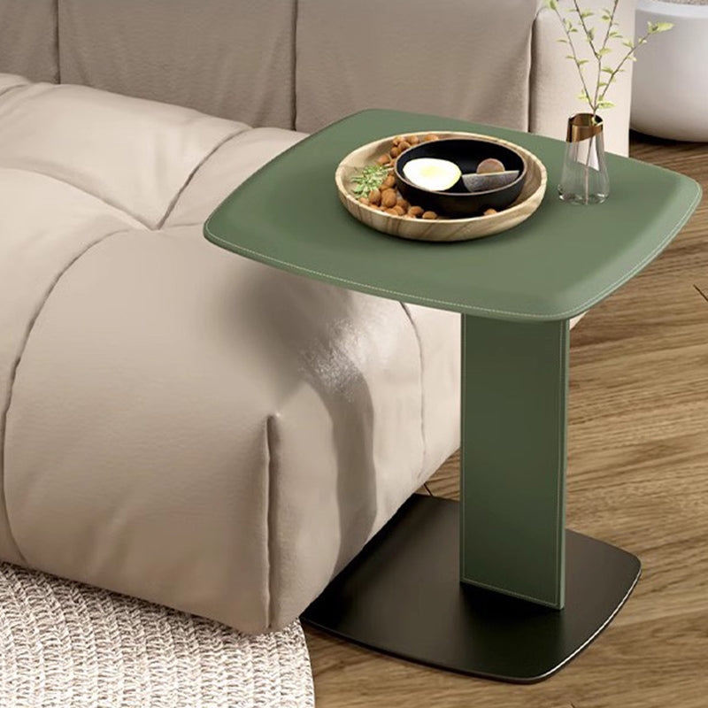 End Table Cognac Monochromatic Pedestal Rounded Square Top