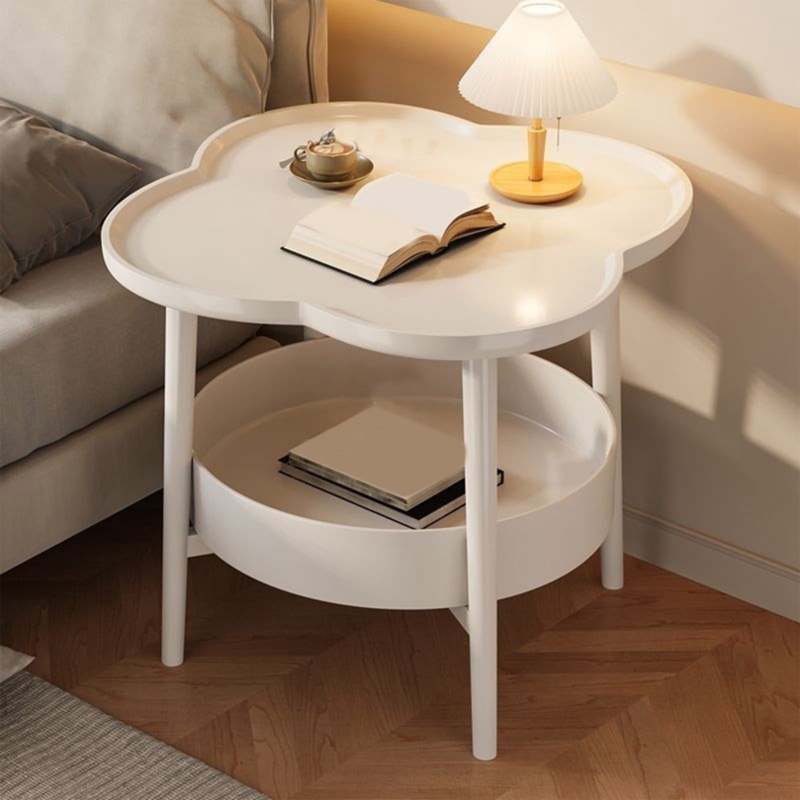 End Table Compact White Molded Plastic Rounded Corners Modern Design