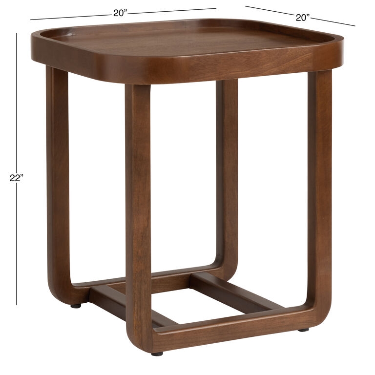 End Table Curved Tray Top Dark Walnut, Round End Table Tripod Base