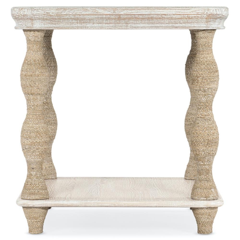 End Table Dark Brown Wood Rope Wrapped Legs, Dark Brown Oak Side Table