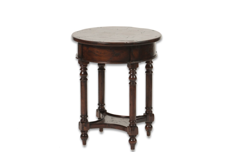 End Table Dark Espresso Finish Turned Pedestal Tripod Base