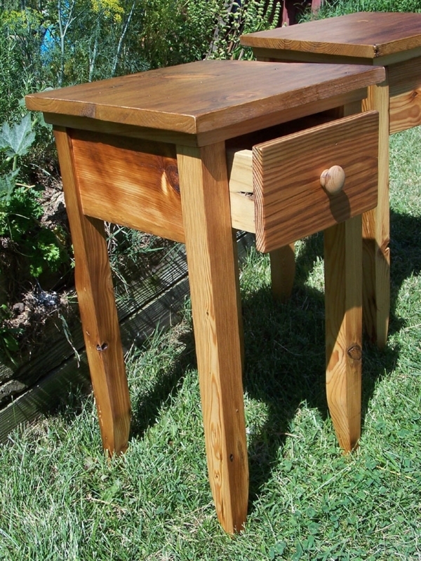 End Table Distressed Finish Primitive Styling with Drawer