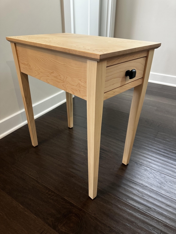 End Table Dual Storage Drawer & Shelf, Transitional Shaker.