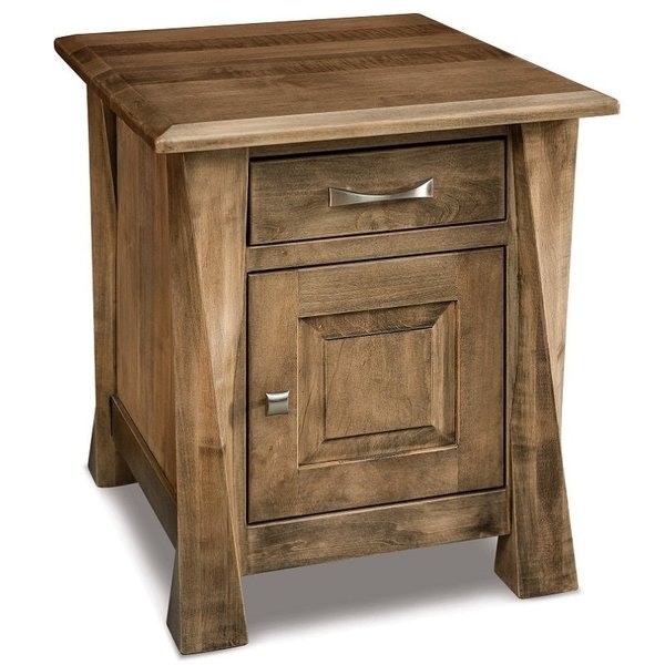 End Table Enclosed Storage Raised Panel Door Traditional Wood Cabinet
