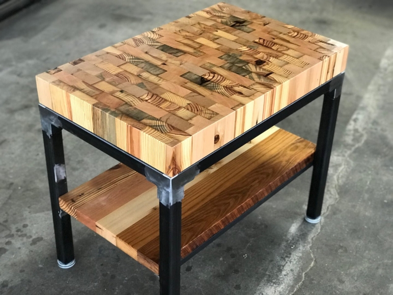 End Table End Grain Top Butcher Block Thickness Industrial Metal Legs