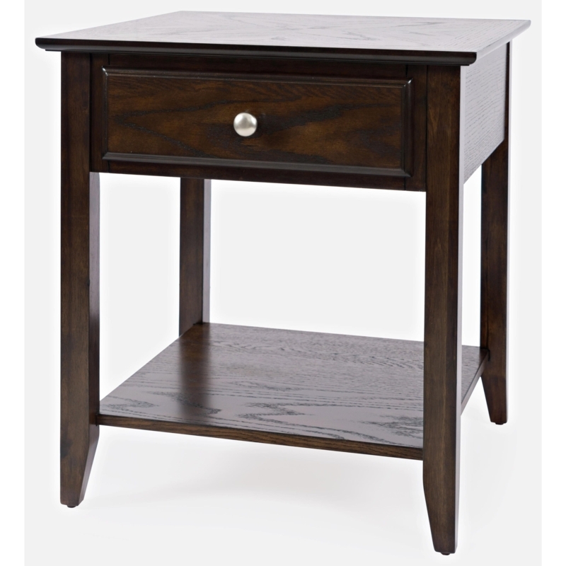 End Table Espresso Finish Drawer and Shelf Combo for Small Spaces