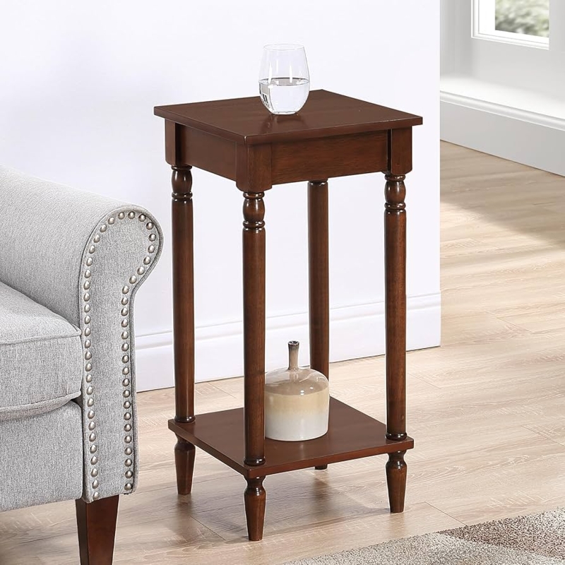 End Table Espresso Turned Legs Traditional Farmhouse Side Table