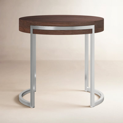 End Table Faceted Sides Polished Silver Finish Geometric Pedestal Glam Accent