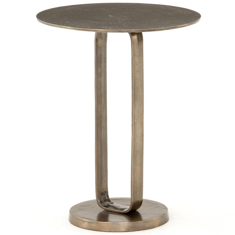 End Table Flared Pedestal Base Dark Bronze Finish Metal