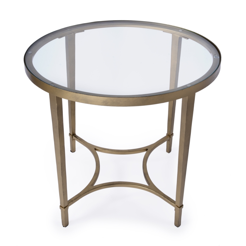End Table Gold Metallic Trim, Espresso Wood Legs, White Stone-Like Top.