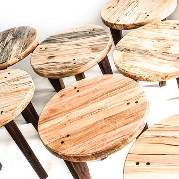End Table Hairpin Legs, Spalted Pattern, Live Edge Slab Top.