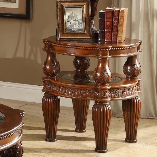 End Table Indochine Bamboo Detailing Dark Espresso Tripod Base