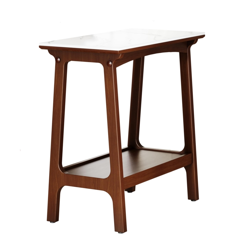 End Table Industrial Metal X-Frame Base Narrow Two-Tier Design