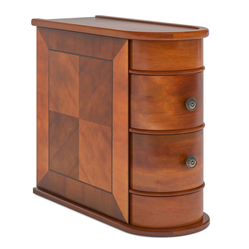 End Table Industrial Vintage Nightstand Dark Brown Wood Black Metal Narrow